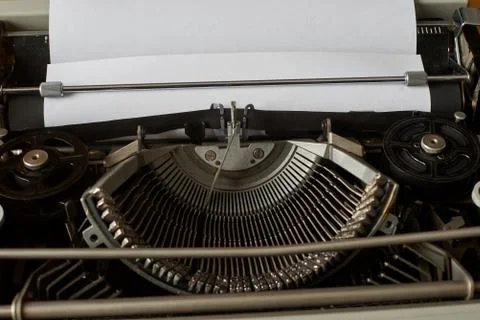 Blank sheet of paper, ready to type words on Vintage Typewriter Stock Photos
