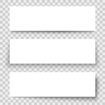 Blank sheet of paper with vertical banner and shadows, design elements Stock Illustration