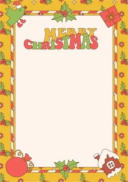 Blank sheet of planner and to-do list. Groovy Christmas letterhead or gift list Stockillustratie