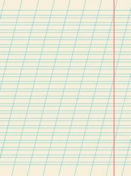 Blank sheet of school notebook with slanted ruled diagonal lines, vector. Stock Illustration