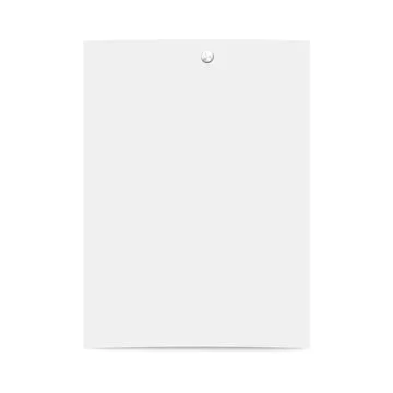 Blank sheet on wall attached with metal nail in realistic vector illustration Illustrazione stock