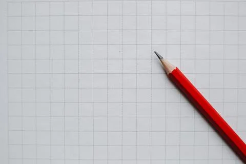 Blank sheet of white squared paper with a simple pencil Stock Photos