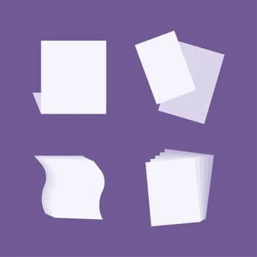 Blank sheets mock up. Sheets for a folder. Sheets in different angles. Flat Stock Illustration