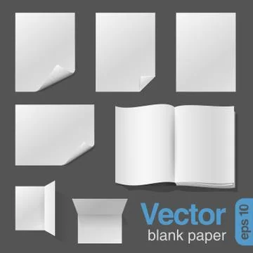Blank sheets of paper and notebook realistic vector design template. Stock Illustration