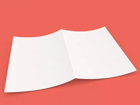 Blank sheets of paper lying open on a vibrant coral background inviting cre.. Stock Illustration