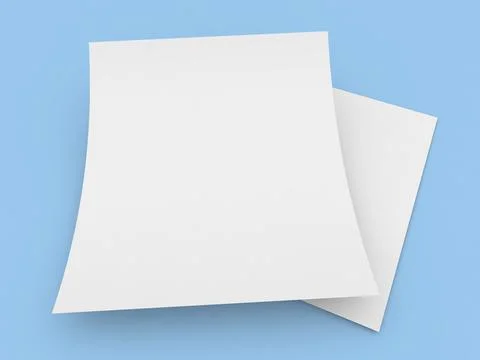 Blank sheets of paper resting on a light blue background showcasing simple .. Stock-Illustration