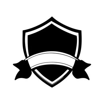 Blank Shield Badge with Banner Stock Illustration
