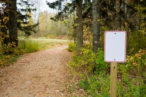 Blank Sign Next to Winding Path Stock Photos