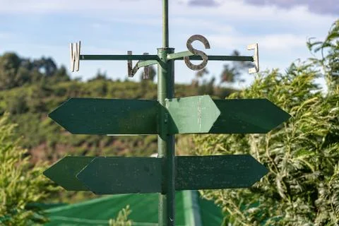 Blank sign post pointing in many directions Stock Photos