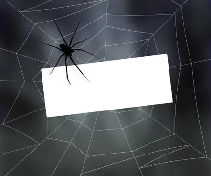 Blank sign in spider web Stock Illustration