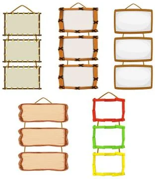 Blank sign template with different frames on white background Stock Illustration