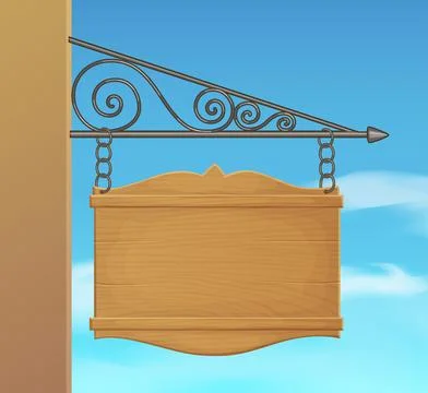 Blank signage mounted to the wall vector illustration, cartoon style image of Stock Illustration