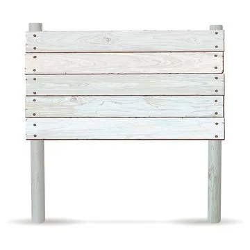 Blank signboard posts isolated made from old wood panels turquoise blue pai.. Stock Illustration