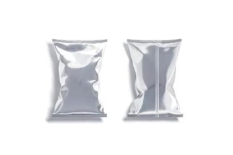 Blank silver foil big chips pack mockup, top view Illustrazione stock
