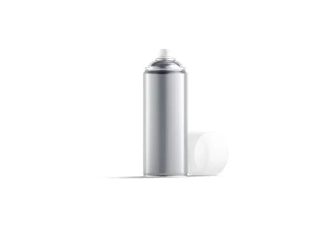 Blank silver opened spray can mock up, front view Illustrazione stock