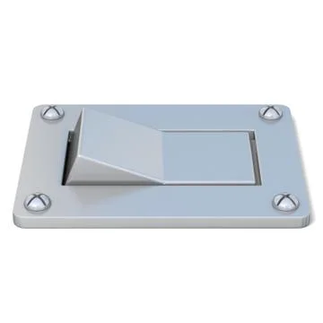 Blank, silver, power switch button. Front view. 3D Ilustração Stock