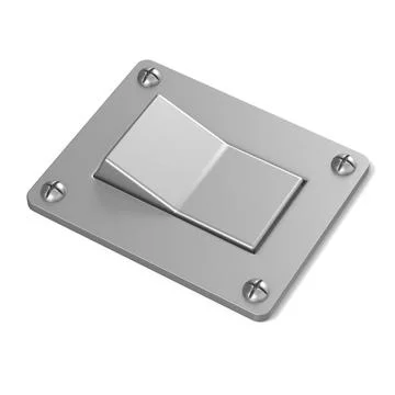 Blank, silver, power switch button. Angled view. 3D Blank, silver, power s... Stock Photos