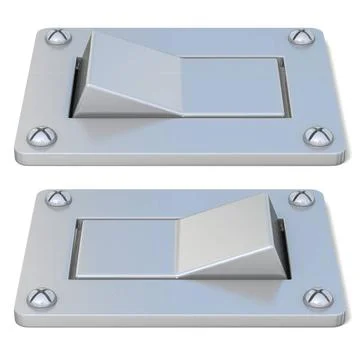 Blank, silver, power switch button ON OFF. Front view. 3D Blank, silver, p... Stock Photos