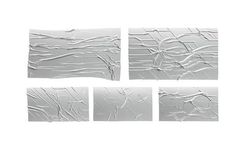 Blank silver rectangle adhesive duct tape mockup set, top view Stock Illustration
