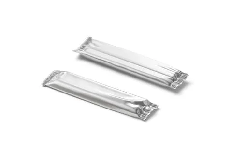 Blank silver rectangular chocolate bar foil wrap mockup, front back Stock Illustration