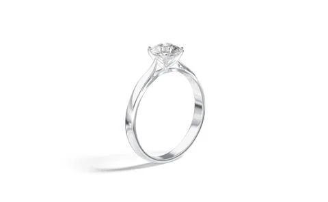 Blank silver ring with diamond mockup stand, side view Stock Illustration