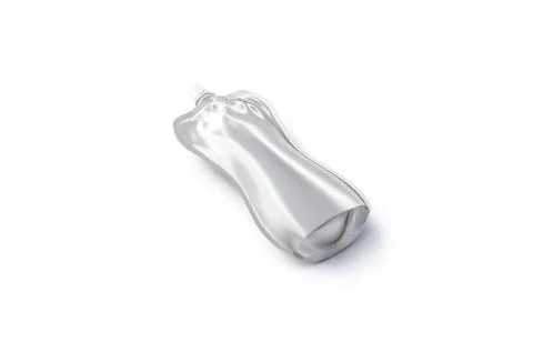 Blank silver soft bottle with cap mock up lying, Stock Illustration