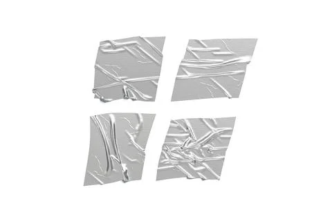 Blank silver square adhesive duct tape mockup set, top view Illustrazione stock