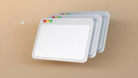 Blank Simple Browser Cascade Windows Symbol on Beige Background. Stockillustratie