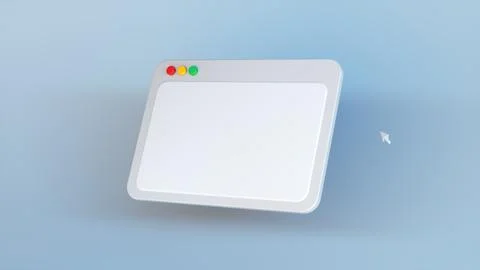 Blank Simple Browser Window With Arrow Cursor Symbol on Blue Background. 스톡 일러스트