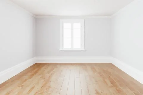 Blank simple interior room background empty white walls corner and white wood Stock Illustration