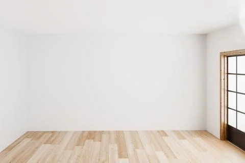 Blank simple interior room background empty white walls corner and white wood Stock Illustration