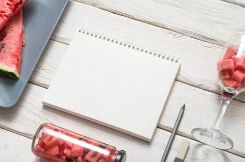 Blank sketch book on the table 写真素材