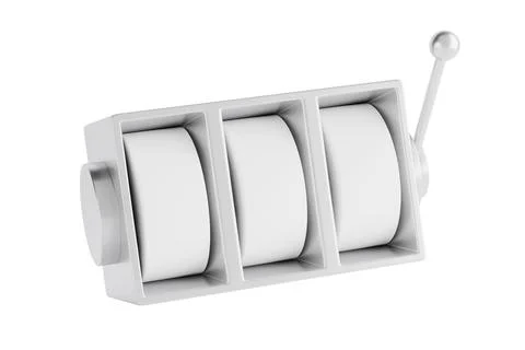 Blank Slot Machine with Spin Elements and Lever Arm . 3d Rendering Stock Illustration