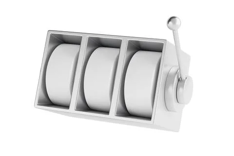 Blank Slot Machine with Spin Elements and Lever Arm . 3d Rendering Stock Illustration