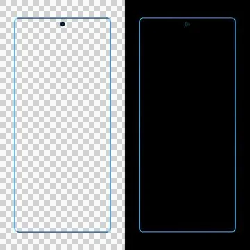 Blank Smartphone Screen Frame Mockup with Camera Notch Isolated on Transparent P Stock Illustration