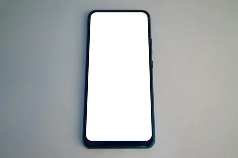 Blank smartphone screen on a plain surface with minimalistic design Stock Photos