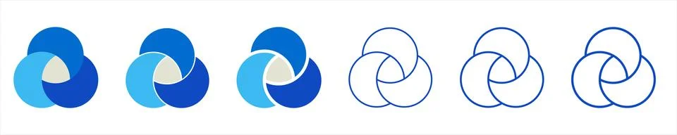 Blank solid and wire frame circle overlap chart Stock Illustration