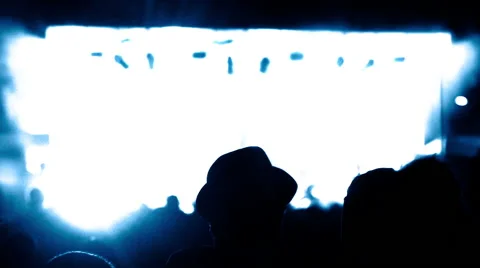 A blank space appears progressively on a stage under floodlights. Defocused. Stock Footage 67753884