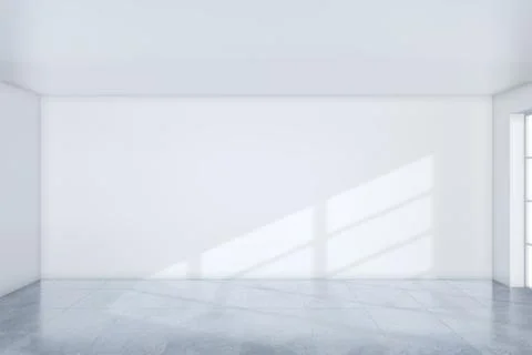 Blank space interior concrete floor with light on window. 3d rendering Stock-Illustration