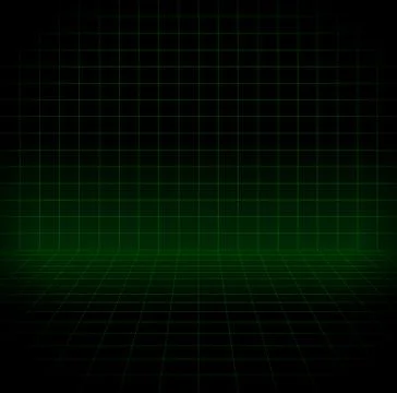 Blank space with perspective grid, wire frame for "virtual world", cyberspace Stock Illustration