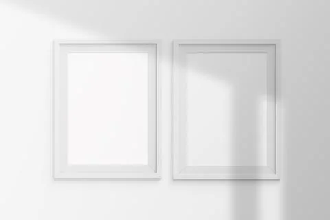 Blank space Portrait Photo Frames isolated on white, realistic rectangle gray Foto stock