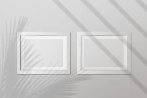 Blank space Portrait Photo Frames isolated on white, realistic rectangle gray Foto stock
