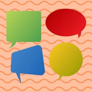 Blank Space Speech Bubble in Different Shapes and Solid Colors. Various Shades イラスト素材