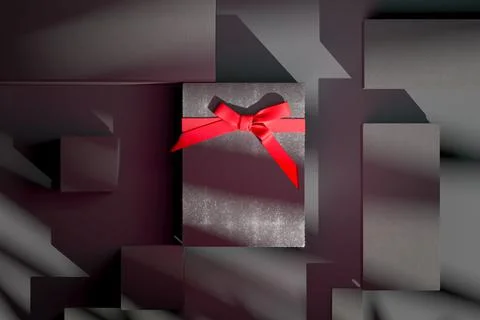Blank sparkling gift box with bow for holidays, celebration and sale event Illustration
