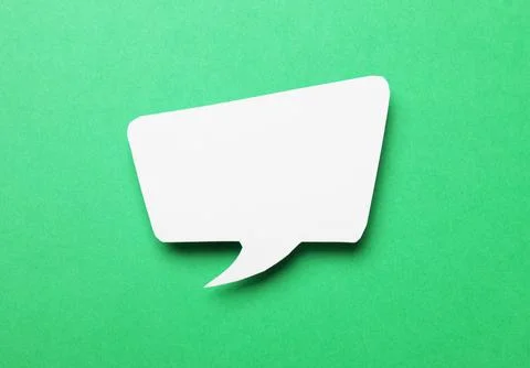 Blank speech bubble on green background. Space for text Stock Photos