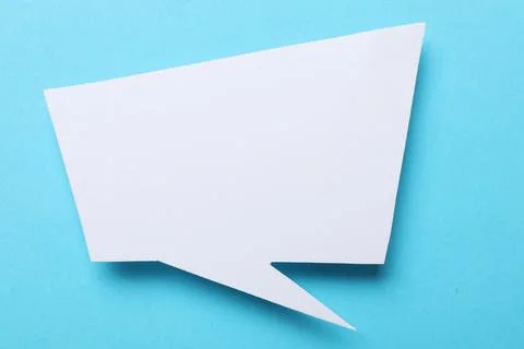 Blank speech bubble on light blue background. Space for text Stock Photos