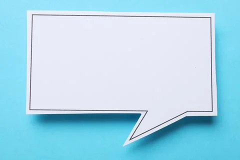 Blank speech bubble on light blue background. Space for text Stock Photos