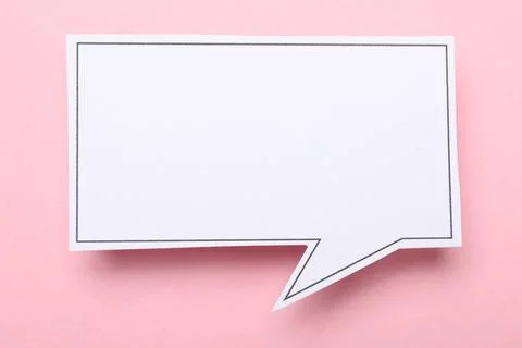 Blank speech bubble on light pink background. Space for text Stock Photos