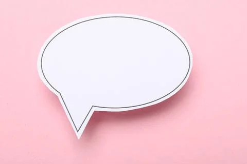 Blank speech bubble on light pink background. Space for text Stock Photos