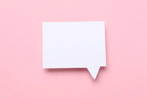 Blank speech bubble on light pink background. Space for text Stock Photos